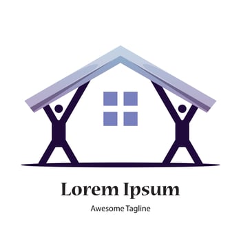 Human home gradient logo design template vector