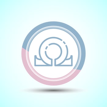 Omega Icon Design Illustration, Omega Letter Icon For Apps and Websites, Pastel Color Button Design vector