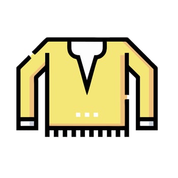 a yellow sweater with fringes on the sleeves vector