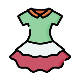 a dress with a collar and a skirt vector
