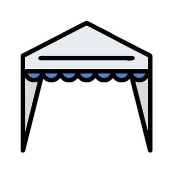 a tent with a blue roof on a white background vector