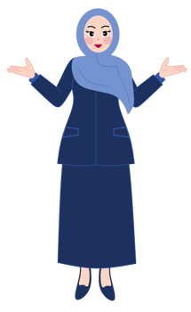 A cartoon woman in a blue dress and hijab png