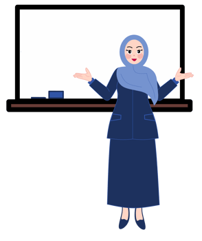A woman in a hijab is standing in front of a whiteboard png