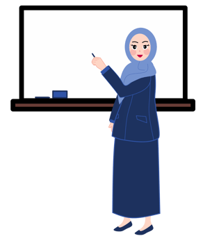 A woman in a hijab is teaching a class png