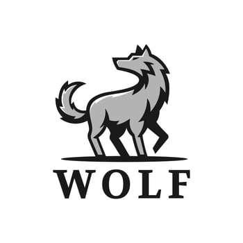 Elegant Standing Wolf Logo Design vector