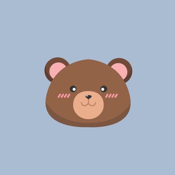 cute bear head in flat design. vector