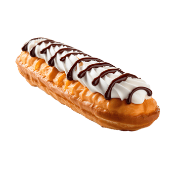 French eclair pastry isolated on transparent background png