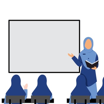 classroom illustration, student and teacher in the classroom vector