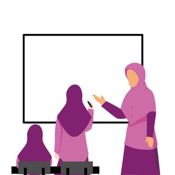 classroom illustration, student and teacher in the classroom vector