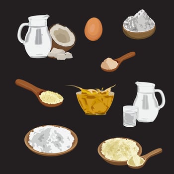 Illustration of ingredients for making cakes vector