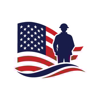 Soldier Silhouette and Flag Veterans Day Minimalist Tee vector