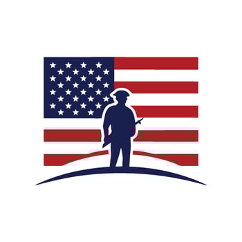 Veterans Day T-Shirt with Patriotic Soldier and Flag Design vector