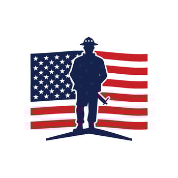 Veterans Day T-Shirt with Soldier Silhouette and American Flag vector