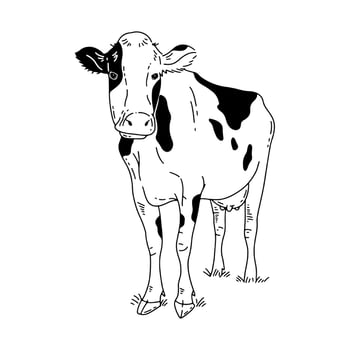 Outline illustration of cow. Hand drawn animal illustration vector