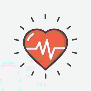 Red heart beat icon isolated illustration. vector