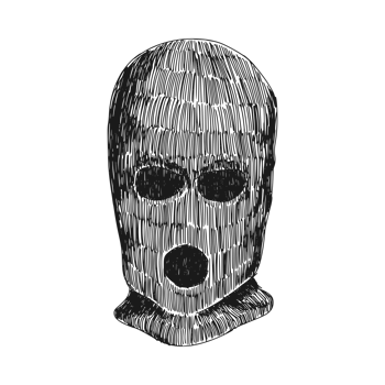 sketch hand drawing of balaclava. Transparent background. Etching scribble engraving illustration. png