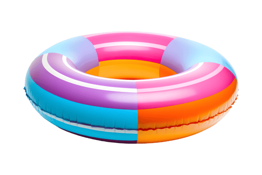 Colorful swim inflatable ring or rubber ring isolated on transparent background, summer vacation concept png