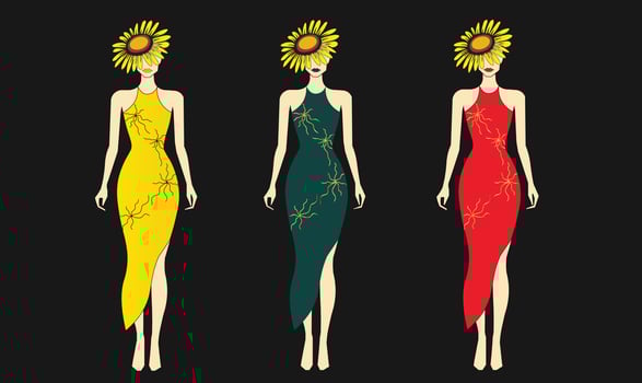 Model women, Fashion girl with sunflower. vector
