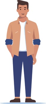 A man in a shirt and pants standing with his hands in his pockets vector