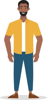 A cartoon man in a yellow shirt and blue pants vector