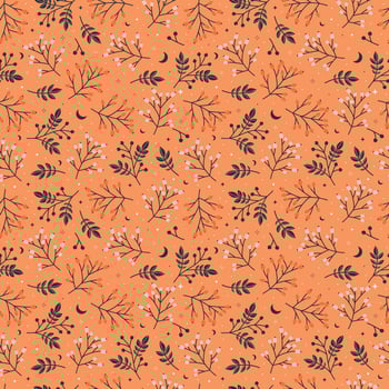 cute autumn halloween seamless pattern with branches and leaves, fall halloween cozy elements vector