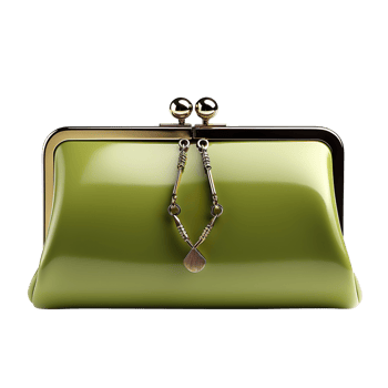 Green clutch handbag isolated on transparent background png