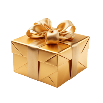 gold gift box isolated on transparent background png
