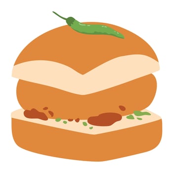 Mumbai style vada pav street food vector