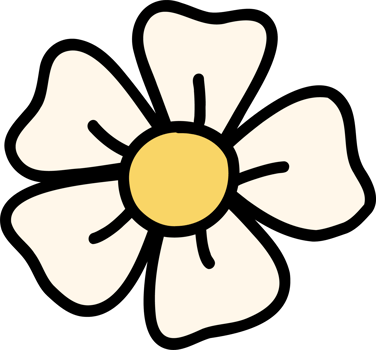 Retro white flower doodle simple drawing outline png