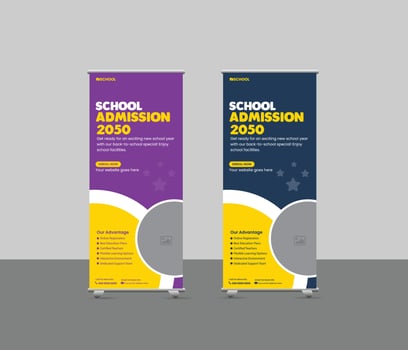 Back to School Roll-up Banner Templates, education banner for Colleges, Universities, and Coaching Centers vector