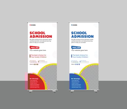 The school roll up banner education x banner standee design template vector