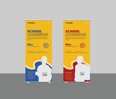 School admission Roll-up Banner Templates, education banner for Colleges, Universities, and Coaching Centers vector