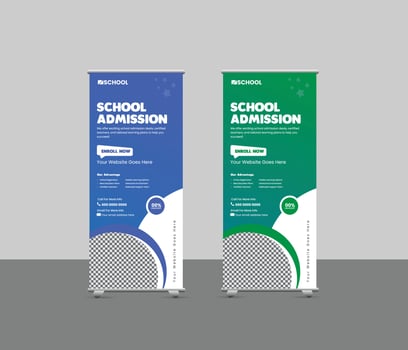 Modern school roll up banner design template vector