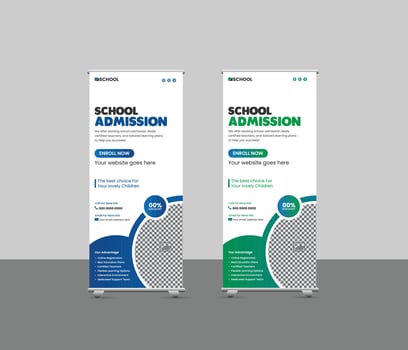 Exhibition Advertising School Admission Roll Up Banner Stand Poster template design vector