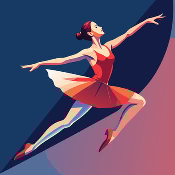 A woman in a red dress is jumping in the air vector