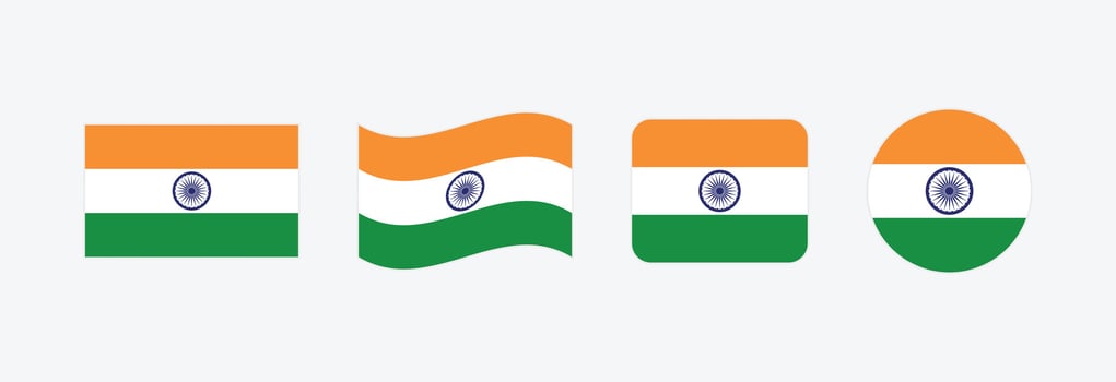India flag. Set of India Flags Collection. vector