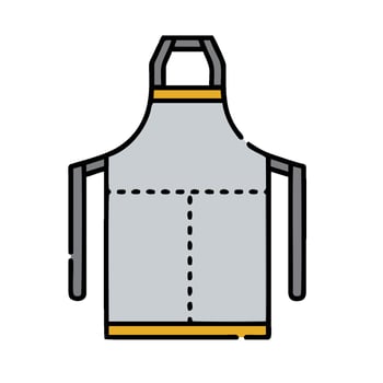 a gray apron with yellow trim on the side vector