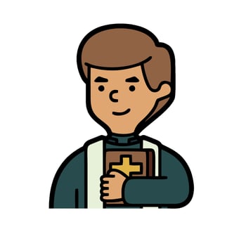 A cartoon man holding a bible vector