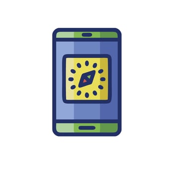 A phone with a clock on it vector
