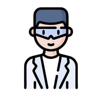 A man in a lab coat and goggles vector