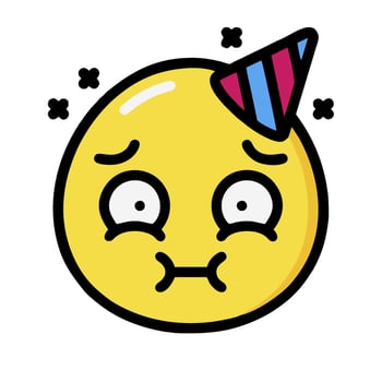 A cartoon emoticion with a party hat on vector