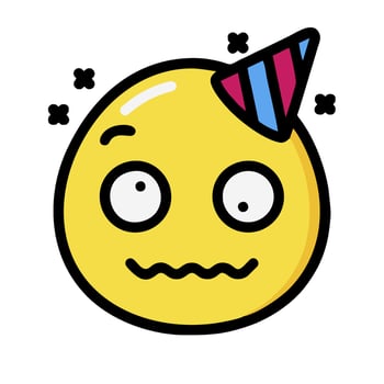 A cartoon yellow emoticion with a party hat on vector
