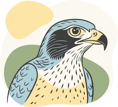 A Eagle with a yellow beak and blue eyes vector