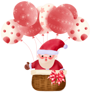 New Santa with Wicker and red balloon design png