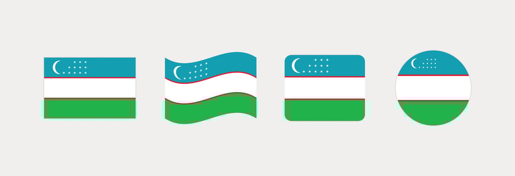 Uzbekistan flag. Set of Uzbekistan Flags Collection. vector