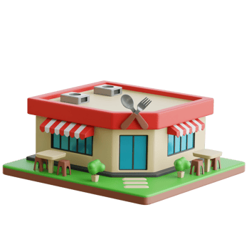 Restaurant Buildings 3d Illustration png