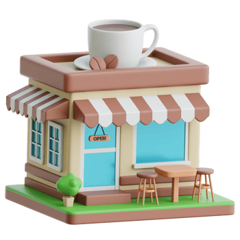 Coffee Shop Buildings 3d Illustration png