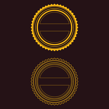 Golden and black circular badges vector