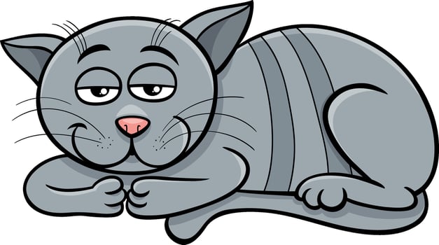 sleepy cartoon cat or kitten comic animal character vector