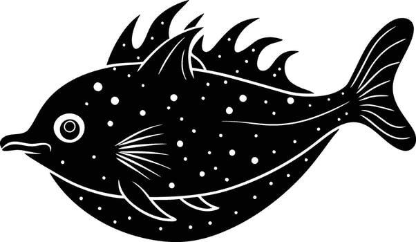 Black living under the sea art. vector